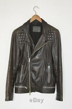 AWESOME SAUCE AllSaints Mens CONROY Leather Biker Jacket EXTRA SMALL XS