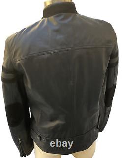 AX GIORGIO ARMANI EXCHANGE MENS BLACK LEATHER MOTO CAFE RACER JACKET Large 42