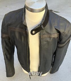 AX GIORGIO ARMANI EXCHANGE MENS BLACK LEATHER MOTO CAFE RACER JACKET Large 42