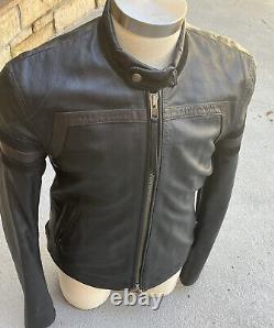 AX GIORGIO ARMANI EXCHANGE MENS BLACK LEATHER MOTO CAFE RACER JACKET Large 42