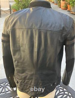 AX GIORGIO ARMANI EXCHANGE MENS BLACK LEATHER MOTO CAFE RACER JACKET Large 42