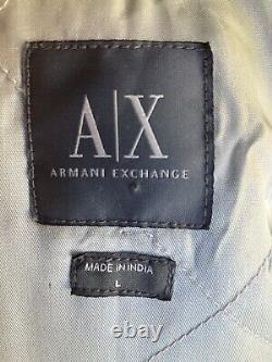 AX GIORGIO ARMANI EXCHANGE MENS BLACK LEATHER MOTO CAFE RACER JACKET Large 42