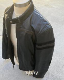 AX GIORGIO ARMANI EXCHANGE MENS BLACK LEATHER MOTO CAFE RACER JACKET Large 42