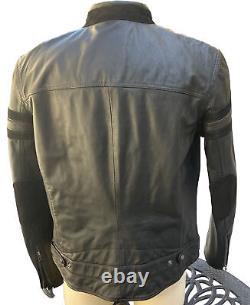 AX GIORGIO ARMANI EXCHANGE MENS BLACK LEATHER MOTO CAFE RACER JACKET Large 42