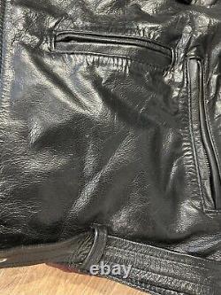 A&P Melbourne Lancer Leather Cowhide Biker Motorcycle Jacket Men's 42/44, M/L