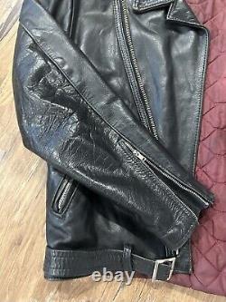 A&P Melbourne Lancer Leather Cowhide Biker Motorcycle Jacket Men's 42/44, M/L