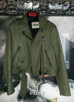Acne Mape Petite Leather Jacket Army Green