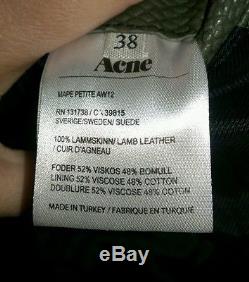 Acne Mape Petite Leather Jacket Army Green