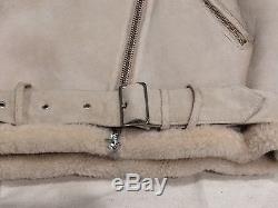 Acne Studios Beige Suede Shearling Velocite Leather Oversized Jacket 36 Small