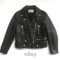 Acne Studios MOCK leather moto jacket Black & SILVER Size 38