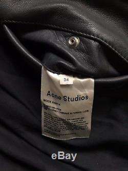 Acne Studios Mock Moto Leather Jacket Steel Grey Size 34 with Tags