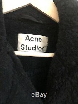 Acne Studios More Shearling Navy Blue Black Moto Jacket 36 Or Small