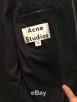Acne Studios Neil Taped Mens Biker Moto Leather Jacket Black 50 / M
