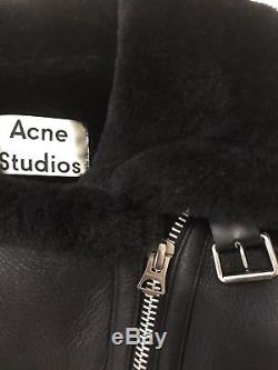 Acne Studios Velocite Oversized Shearling Jacket Coat Black EU 36 S