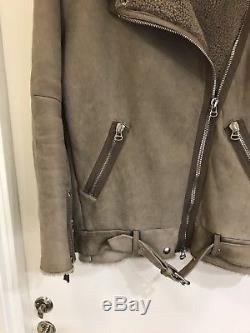 Acne Studios Velocite Shearling Lined Leather Biker Jacket size 34