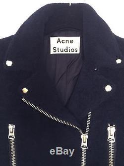 Acne Studios shearling leather jacket, Style Mock Shearling, Dark Navy, Size 36