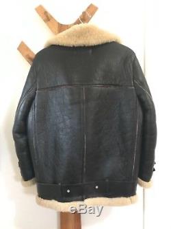 Acne velocite shearling leather coat motorcycle jacket 32 black & dark beige