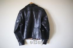 Aero 1920's Half Belt Chromexcel FQHH Horsehide Black Leather Jacket 40