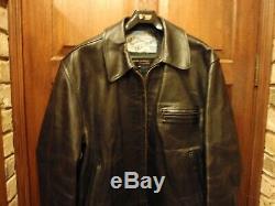 Aero Black Leather Jacket Highwayman Horsehide Size 42 Harley Triumph Indian