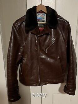 Aero Bootlegger Custom Leather Jacket Tag Size 38