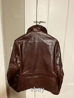 Aero Bootlegger Custom Leather Jacket Tag Size 38