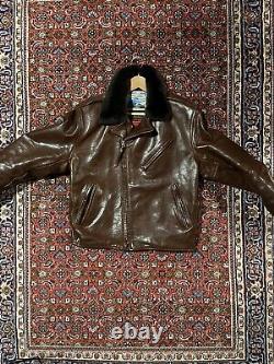 Aero Bootlegger Custom Leather Jacket Tag Size 38