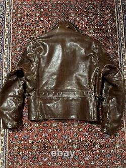 Aero Bootlegger Custom Leather Jacket Tag Size 38