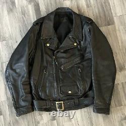 Aero Leather Biker Riders Black Perfecto Jacket Made W Connolly Steerhide Sz 44