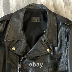 Aero Leather Biker Riders Black Perfecto Jacket Made W Connolly Steerhide Sz 44