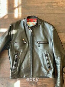 Aero Leather Cafe Racer Jacket Black Sz 40