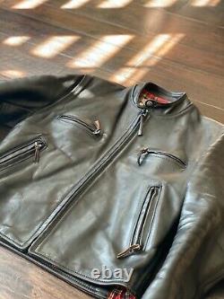 Aero Leather Cafe Racer Jacket Black Sz 40