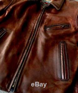 Aero Leather Jacket Size38 Halfbelt Front Quarter Horsehide Mortorcycle
