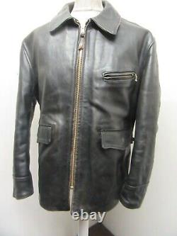 Aero Leather Scotland Horsehide Long Half Belt Jacket Size 48 Alpaca Wool Lined