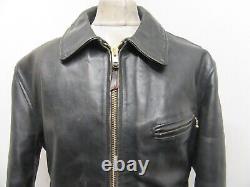 Aero Leather Scotland Horsehide Long Half Belt Jacket Size 48 Alpaca Wool Lined