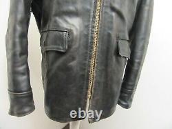 Aero Leather Scotland Horsehide Long Half Belt Jacket Size 48 Alpaca Wool Lined