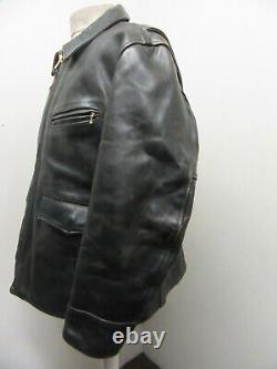 Aero Leather Scotland Horsehide Long Half Belt Jacket Size 48 Alpaca Wool Lined