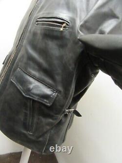 Aero Leather Scotland Horsehide Long Half Belt Jacket Size 48 Alpaca Wool Lined