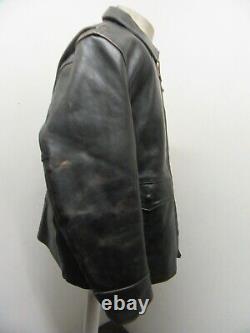 Aero Leather Scotland Horsehide Long Half Belt Jacket Size 48 Alpaca Wool Lined