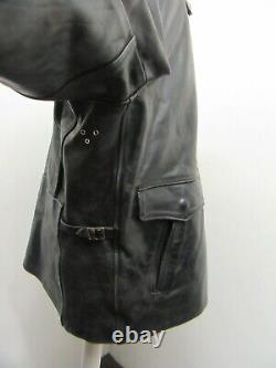 Aero Leather Scotland Horsehide Long Half Belt Jacket Size 48 Alpaca Wool Lined