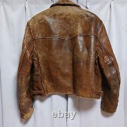 Aero Leather Steerhide Leather Biker Jacket Size 40 Brown Japan USED