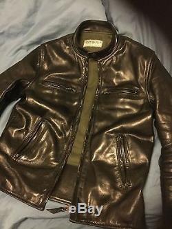 Aero, Simmons Bilt Cafe Racer leather motorcycle jacket 40R, black Shinki Horseh
