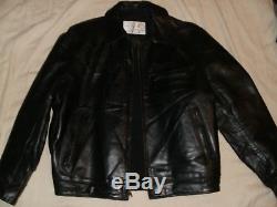 Aero black horsehide leather Highwayman rockabilly motorcycle jacket, size 44