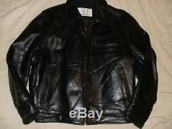 Aero black horsehide leather Highwayman rockabilly motorcycle jacket, size 44