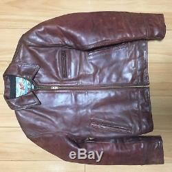 Aero leather 38 horsehide highwayman Motercycle jacket FQHH brown single cafe