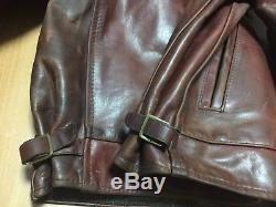 Aero leather 38 horsehide highwayman Motercycle jacket FQHH brown single cafe