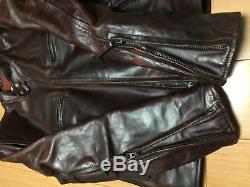 Aero leather 40 horsehide cafe racer Motercycle jacket FQHH brown single