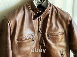 Aero leather cafe racer, front quarter horsehide hide in natural chrome xl