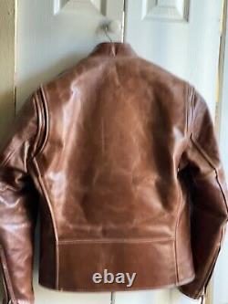 Aero leather cafe racer, front quarter horsehide hide in natural chrome xl
