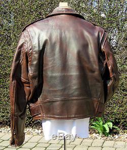 Aero mens brown leather horsehide motorcycle jacket 44