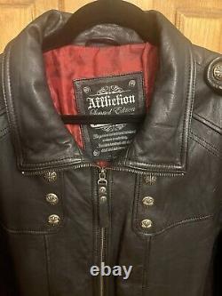 Affliction 3XL Leather Motorcycle Jacket Limited Edition 30/600 Rare Black Studs